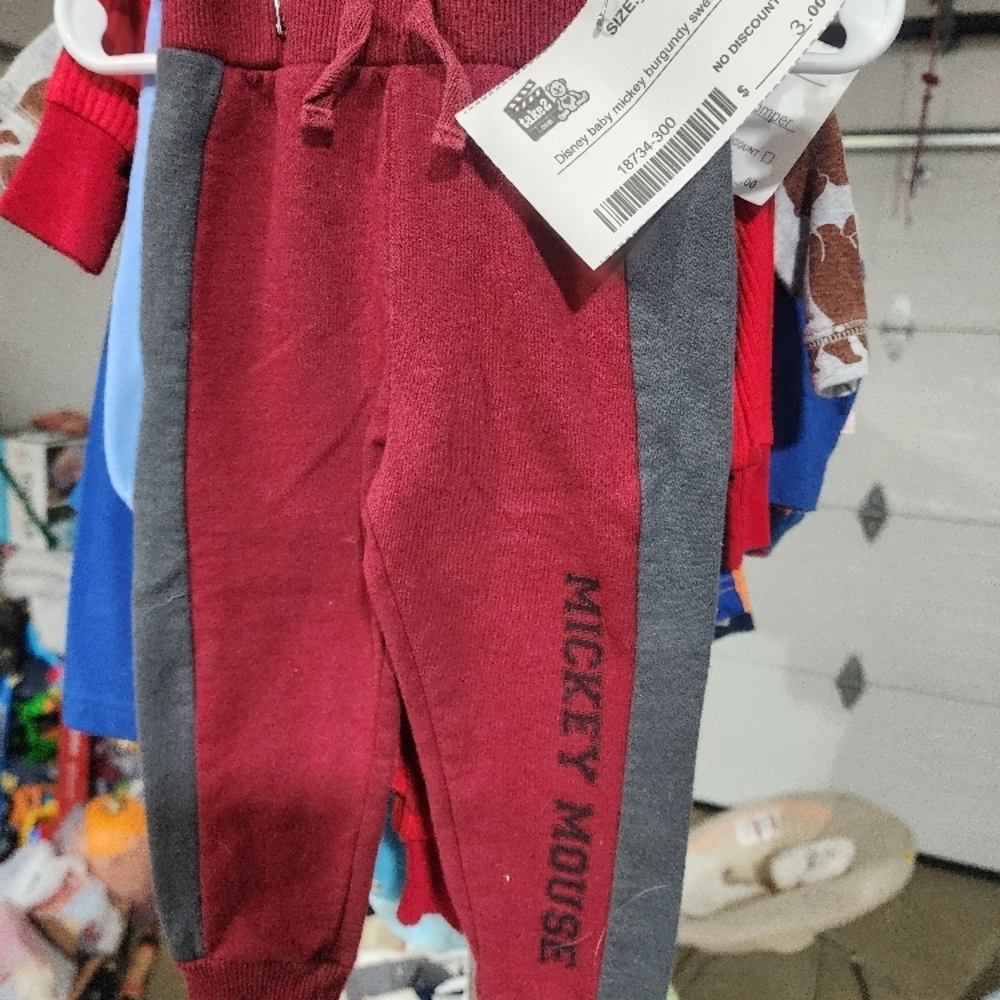 Red Fleece Mickey Mouse Sweatpants Joggers